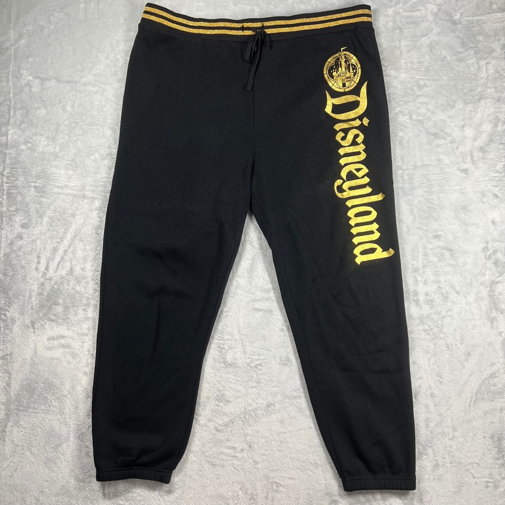 Disney Parks Disneyland Resort Gold Foil Logo Jogger Sweatpants Black Womens 1X